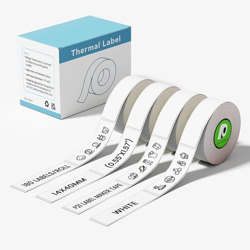 4X P21 Label Tape Compatible with Nelko P21,NDYIN N12, ORGSTA S001 | White,180 Labels/Roll ,14x40mm,Standard Thermal Label Tape,Replace for Nelko P21,ORGBRO X1,NDYIN N12, ORGSTA S001,POLONO P31S in Saudi Arabia