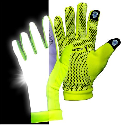 ReflecToes Reflective Winter Running Gloves - Touch Screen Compatible Warm Gloves -Thermal Fleece - Cold Weather Hi Vis Safety for Night Runs in Saudi Arabia