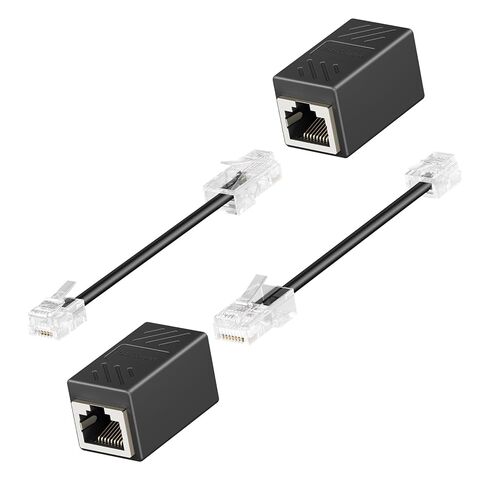 RJ45 to RJ11 Adapter, 2 Pack Female to Male Phone Jack Ethernet Converter | Awishwell Black RJ45 Female to RJ11 Male Adapter for Landline Phone, Plug and Play Cable Connector in Saudi Arabia