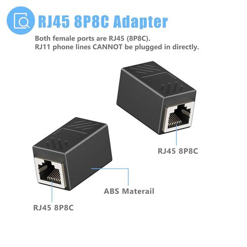 RJ45 to RJ11 Adapter, 2 Pack Female to Male Phone Jack Ethernet Converter | Awishwell Black RJ45 Female to RJ11 Male Adapter for Landline Phone, Plug and Play Cable Connector in Saudi Arabia
