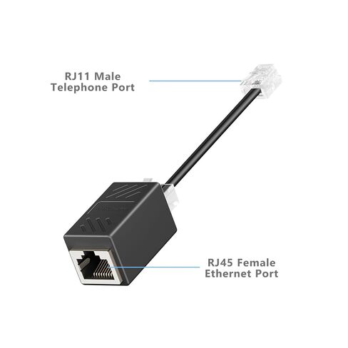 RJ45 to RJ11 Adapter, 2 Pack Female to Male Phone Jack Ethernet Converter | Awishwell Black RJ45 Female to RJ11 Male Adapter for Landline Phone, Plug and Play Cable Connector in Saudi Arabia
