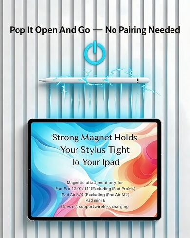 Stylus Pen for iPad 11/10/9/8/7/6, Pro 11/12.9″/13",Air 5/4,Mini 7/6/5 | Pencil for iPad 2018-2026, Magnetic Wireless & USB-C Charging, 6D Tilt & Pressure Sensitivity,Palm Rejection,Pixel Precision in Saudi Arabia