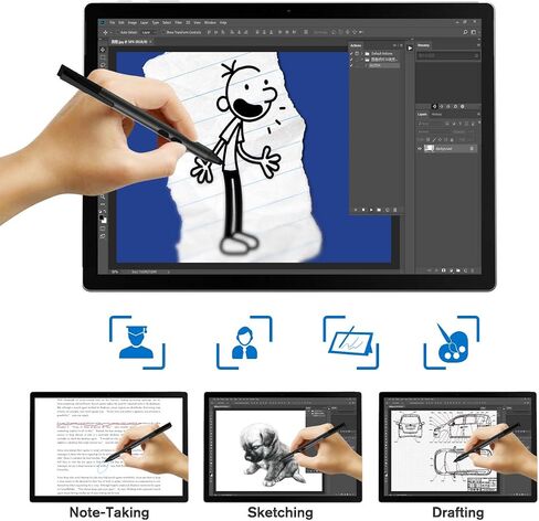Pen for Surface, 1024 Pressure, Eraser & Right-Click, Palm Rejection,2500 Working Hours for Surface Pro 11/10/9/8/7/6/5/4/3/X, Surface Go/Book 4/3/2/1, Surface Laptop Studio 6/5/4/3/2/1 in Saudi Arabia