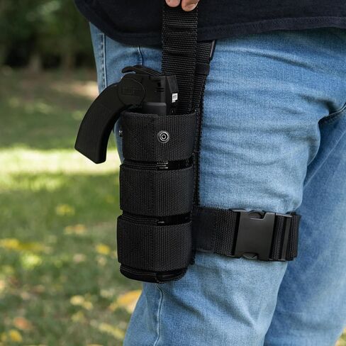 Police Magnum Heavy Duty Drop Leg Holster Pepper Spray- Left & Right Leg Universal Fit with Large 16oz Pepper Spray Pistol Grip Fogger Holster Combo in Saudi Arabia