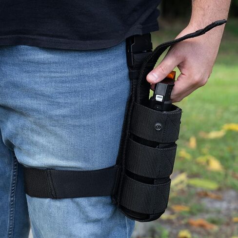 Police Magnum Heavy Duty Drop Leg Holster Pepper Spray- Left & Right Leg Universal Fit with Large 16oz Pepper Spray Pistol Grip Fogger Holster Combo in Saudi Arabia