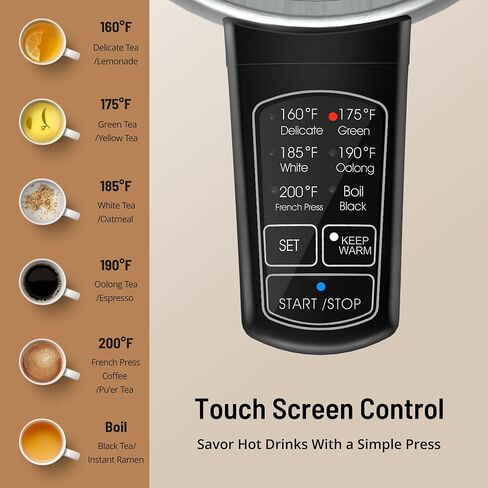 Electric Tea Kettle, 6 Precise Temperature Presets 1.7L Stainless Steel Electric Kettle Temperature Control,1500W Fast Boiling Hot Water for Oolong & Green Tea with Strix Control in Saudi Arabia
