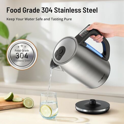 Electric Tea Kettle, 6 Precise Temperature Presets 1.7L Stainless Steel Electric Kettle Temperature Control,1500W Fast Boiling Hot Water for Oolong & Green Tea with Strix Control in Saudi Arabia