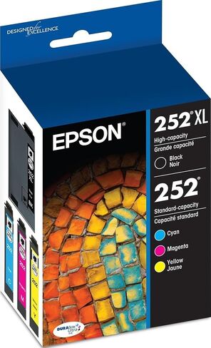 Epson 252 Genuine Ink Cartridge XL Black and Standard Color Combo Pack | Works With WorkForce WF-3620 WF-3640 WF-7110 WF-7210 WF-7610 WF-7620 WF-7710 WF-7720 Printers in Kuwait