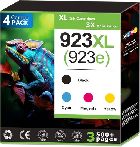 923XL 923e Ink Cartridges Replacement for HP 923 Ink Cartridges Combo Pack, Compatible with HP OfficeJet Pro 8125e 8130e 9120e 9125e Printer, 923xl Ink Black and Color, Updated with V19.12.2 (4 Pack) in Saudi Arabia