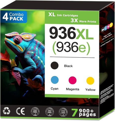 936XL 936e Ink Cartridges Replacement for HP 936 Ink Cartridges Combo Pack, Compatible with HP OfficeJet Pro 9122e 9125e 9128e 9730e 9110 Printer, 936xl Ink Black Color, Updated with V19.12.2 (4 Pack) in Saudi Arabia