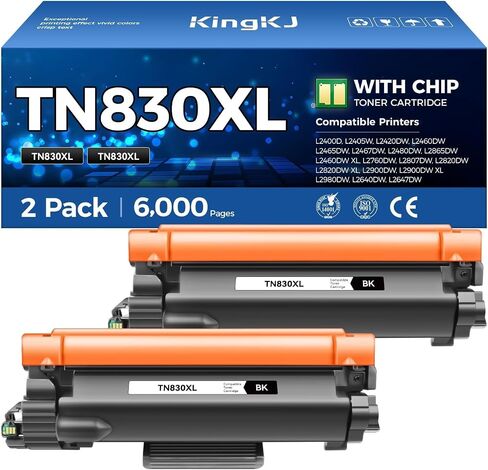 TN830XL Toner Cartridge Black 2-Pack High Yield Replacement for Brother TN830XL TN830 XL Compatible for HL-L2460DW HL-L2405W HL-L2480DW MFC-L2820DW DCP-L2640DW MFC-L2900DW HL-L2400D Laser Printer Ink in Saudi Arabia