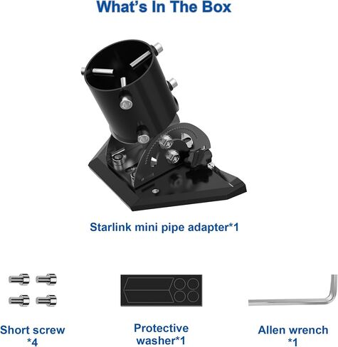 Starlink Mini Pipe Adapter for Mini Mini X, Fits 1-2.05 in Pole Mount | Aluminum alloy plate with painted iron shaft, fits 1-2.05 in poles, 160° tilt, 360° rotation, fast setup for RV in Kuwait