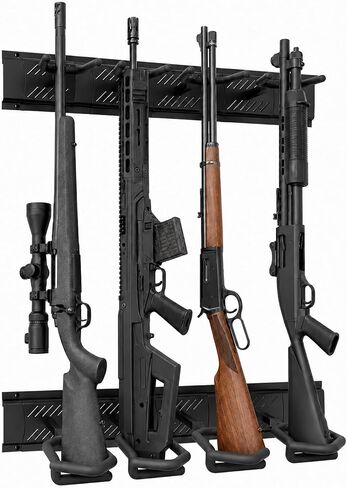 Gun Rack Wall Mount, Adjustable 4/8/12 Slot Indoor Gun Racks,Vertical Indoor Aluminium Alloy Gun Racks for Wall,Rifle Rack Stand for Secure Storage & Display in Saudi Arabia