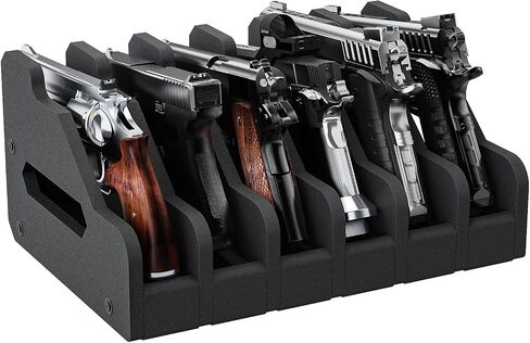 JBBTOOL Foam Pistol Rack for Gun Safe, Gun Cabinet Accessories, 6 Slots Soft Foam Handgun Storage Organizer, Anti-Slip Revolver Firearm Stand Display Holder in Saudi Arabia