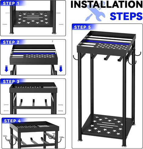 POOAMY Police Gear Stand, Tactical Police Hanger with Hooks, Freestanding Police Gear Rack for Gun Storage, Body Armor Stand for Storing Uniform, Duty Belt and Vest Hanger, Police Gift, Black in Saudi Arabia