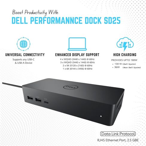 Dell Pro Smart Dock SD25 USB-C Docking Station 4 Display, Remote Management | 40Gbps Data Transfer, 4K Multi-Display Support, 180W Adap ter, USB-C/HDMI/DisplayPort Cables Included, Modular Upgrade Design in Saudi Arabia