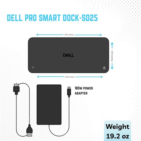 Dell Pro Smart Dock SD25 USB-C Docking Station 4 Display, Remote Management | 40Gbps Data Transfer, 4K Multi-Display Support, 180W Adap ter, USB-C/HDMI/DisplayPort Cables Included, Modular Upgrade Design in Saudi Arabia