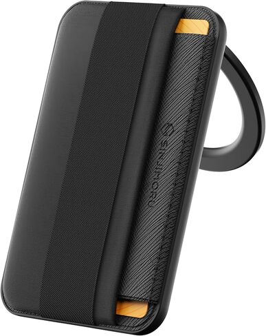 Sinjimoru Magnetic Wallet Stand with Soft Wool Band Grip for MagSafe, Black | M-Band Stand, fits iPhone 16-12, adjustable kickstand, 3000g magnetic strength, side access stretchy pocket in Kuwait