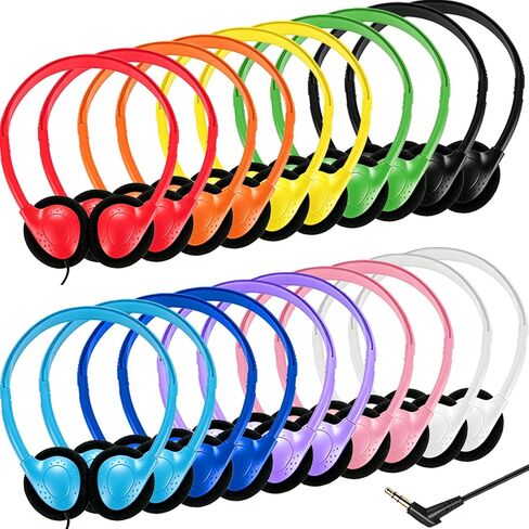 20 Pack Bulk Classroom Headphones for Students Kids School, Wholesale Headphones Class Set with 3.5mm Jack for Chromebook Laptop PC Computer(10 Mixed Colors) in Kuwait