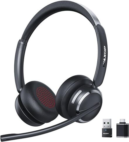 Wireless Headset with Mic for Work, USB A/C Dongle, Bluetooth 6.0 Headset with AI Noise Cancelling Microphone, Wireless Headphones with Mic Mute & 65H, Wireless Headset for PC/Computer/Laptop/Teams in Saudi Arabia
