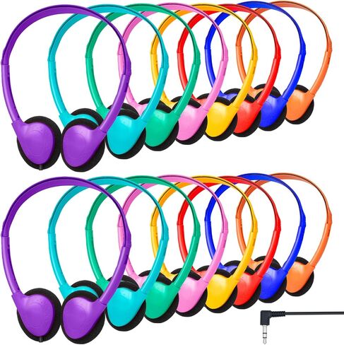 20 Pack Bulk Classroom Headphones for Students Kids School | Wholesale Headphones Class Set with 3.5mm Jack for Chromebook Laptop PC Computer (Mixed Colors) in Saudi Arabia