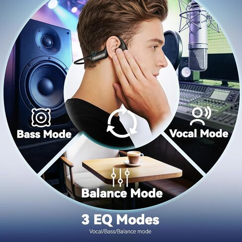 MONODEAL Bone Conduction Headphones Open Ear Bluetooth Running 10H | EQ Mode Switching Lightweight Bone Conduction Earbuds IP65 Waterproof in Saudi Arabia