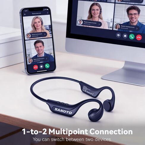 MONODEAL Bone Conduction Headphones Open Ear Bluetooth Running 10H | EQ Mode Switching Lightweight Bone Conduction Earbuds IP65 Waterproof in Saudi Arabia