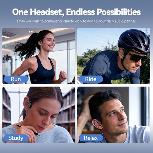 MONODEAL Bone Conduction Headphones Open Ear Bluetooth Running 10H | EQ Mode Switching Lightweight Bone Conduction Earbuds IP65 Waterproof in Saudi Arabia