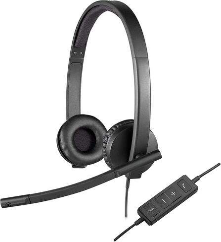 Logitech H570e USB Headset with Microphone, PC and Mac - Black | PC and Mac compatible, wired USB-C, inline controls, certified for Microsoft Teams in Saudi Arabia