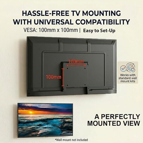 Impecca 32" LED TV 720P HD, HDMI & USB Ports Full Function Remote Control Built-in Stereo Speakers Wall Mountable Frameless Design, None-Smart in Kuwait