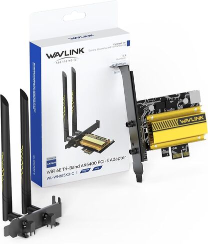 بطاقة واي فاي WAVLINK WiFi 6E PCIe AX5400M، محول لاسلكي 2024 ثلاثي الموجات AX210 مع بلوتوث 5.3، MU-MIMO، WPA3، OFDMA، دعامة منخفضة الشكل، بالوعة حرارية in Kuwait