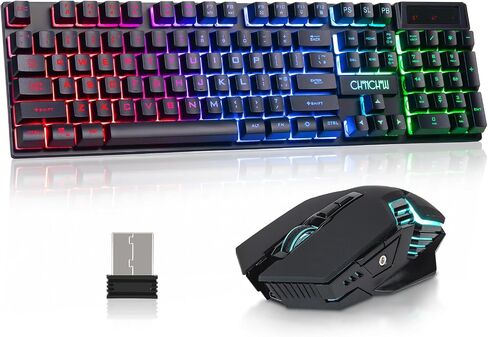 مجموعة لوحة مفاتيح وماوس لاسلكية للألعاب من CHONCHOW USB، بإضاءة خلفية RGB، 2.4 جيجا هرتز in Kuwait