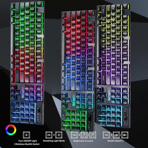مجموعة لوحة مفاتيح وماوس لاسلكية للألعاب من CHONCHOW USB، بإضاءة خلفية RGB، 2.4 جيجا هرتز in Kuwait