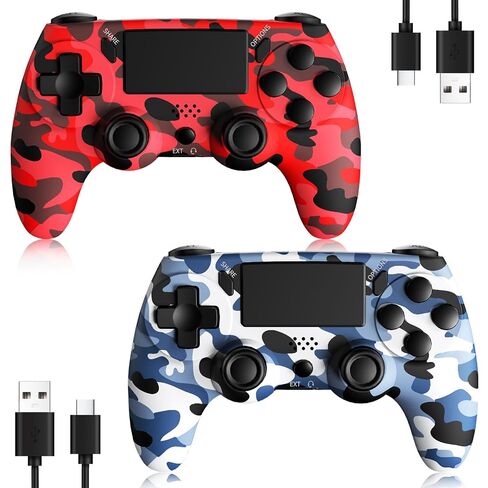 Huniquedec 2 Pack وحدة تحكم لاسلكية متوافقة مع PS4/Slim/Pro/PC، وحدات تحكم الألعاب مع مستشعر للحركة/لوحة اللمس/مكبر صوت/سماعات رأس 3.5 مم in Saudi Arabia