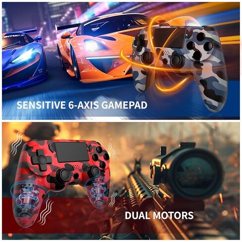 Huniquedec 2 Pack وحدة تحكم لاسلكية متوافقة مع PS4/Slim/Pro/PC، وحدات تحكم الألعاب مع مستشعر للحركة/لوحة اللمس/مكبر صوت/سماعات رأس 3.5 مم in Saudi Arabia