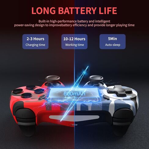Huniquedec 2 Pack وحدة تحكم لاسلكية متوافقة مع PS4/Slim/Pro/PC، وحدات تحكم الألعاب مع مستشعر للحركة/لوحة اللمس/مكبر صوت/سماعات رأس 3.5 مم in Saudi Arabia