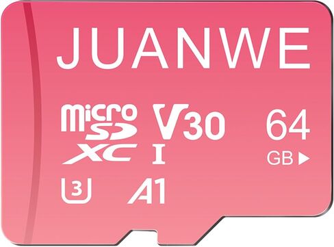 JUANWE 64GB Micro SD Card microSDXC Memory Card, 64GB Memory Card, UHS-I C10 U3 V30 4K UHD Video A1 TF Card with Adapter (Pink) in Kuwait
