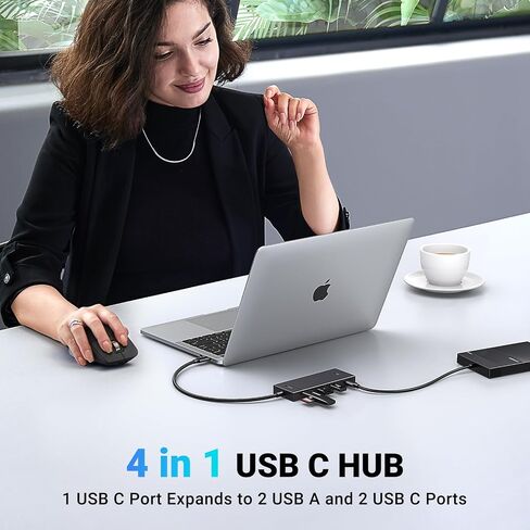 UGREEN USB C Hub، محول USB 3.2 4 في 1، 2 xUSB-C و2xUSB-A، ألومنيوم | موسع مقسم 4 منافذ بسرعة 10 جيجابت في الثانية لأجهزة MacBook Pro/Air وiPad Pro وiPhone 17 وGalaxy S26 وSurface والكمبيوتر الشخصي وأجهزة الكمبيوتر المحمولة والمزيد in Kuwait
