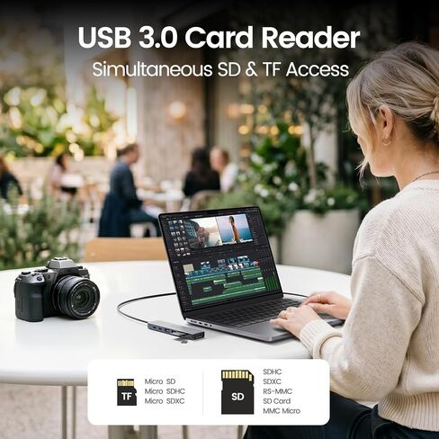 31.5'' USB C Hub Multiport Adapter HDMI 4K for MacBook Neo, iPad | 7 in 1 USB C Docking Station with HDMI 4K@60Hz, 100W PD Fast Charging, 3 USB 3.0 Data Port, SD/TF Card Reader for Laptop, PC in Saudi Arabia