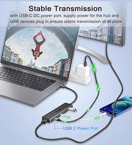 USB 3.0 to HDMI Adapter, USB 3.0 Hub with HDMI 1080P, USB-A&C Data & Power Ports, Docking Station Extender for Monitor, PC, Laptop, Desktop Support Windows 7/8/10 & Mac OS in Saudi Arabia