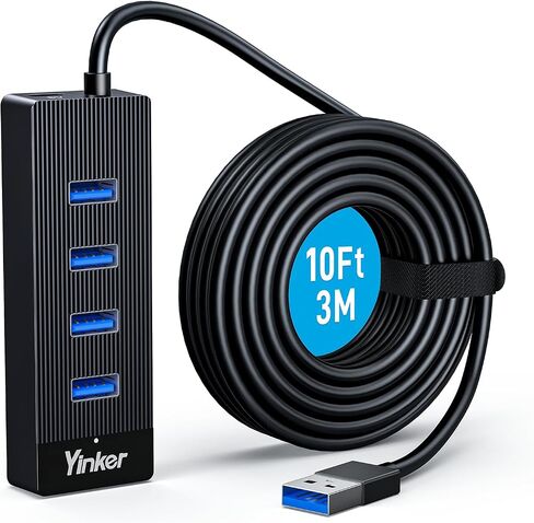 USB 3.0 Hub كابل طويل 10FT، 4 منافذ USB تمديد كابل بيانات USB Dock Extender لأجهزة الكمبيوتر المكتبية والكمبيوتر المحمول Mac، Windows، 5Gbps in Kuwait