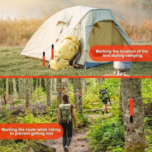48pcs Reflective Trail Markers with Clips for Hunting Night Day Orange | Hi-vis orange, reflective clips for marking routes & blood trails. Durable plastic, 10cm. in Saudi Arabia