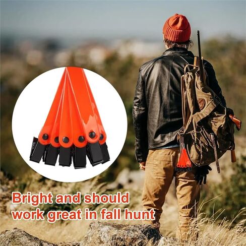 48pcs Reflective Trail Markers with Clips for Hunting Night Day Orange | Hi-vis orange, reflective clips for marking routes & blood trails. Durable plastic, 10cm. in Saudi Arabia