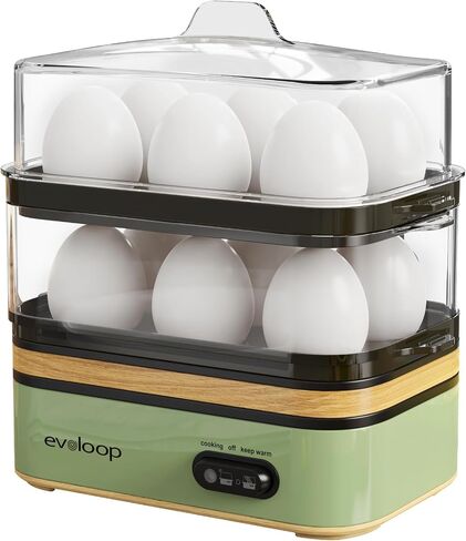 Evoloop Rapid Egg Cooker Electric 12 Eggs Capacity, Soft, Medium, Hard Boiled, Poached, Omelet Maker Egg Poacher & Vegetable Steamer, BPA Free Tray(Grey) in Saudi Arabia