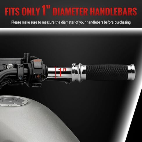 1''Handlebar Grips Fit for Harley Davidson Grips Cable Throttle Hand Grips | Non-Slip Rubber Motorcycle Handgrips Compatible Harley Touring Softail Dyna Sportster Street Glide Cruisers Choppers Chrome in Kuwait