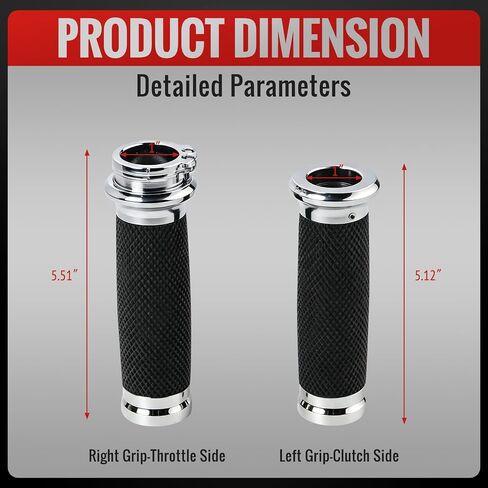 1''Handlebar Grips Fit for Harley Davidson Grips Cable Throttle Hand Grips | Non-Slip Rubber Motorcycle Handgrips Compatible Harley Touring Softail Dyna Sportster Street Glide Cruisers Choppers Chrome in Kuwait