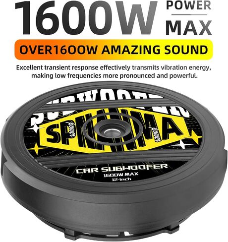 1600W 12" Spare Tire Subwoofer with Built-in Amp, Anti-Theft Hidden Design, 400W RMS Deep Bass Car Subwoofer, Easy Install Powered Subwoofer for Car Audio, Fits 15"/16"/17" Wheels in Saudi Arabia