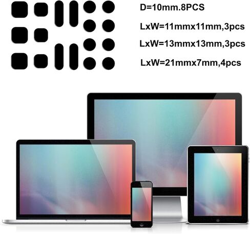 Camera Vinyl Covers | Low-Tack Restickable Webcam Cover Sticker,Privacy Protection Accessory, No Residue Application, Safe Screen Closure - Dots,Squares and Bars, 18 Pieces - Black in Saudi Arabia