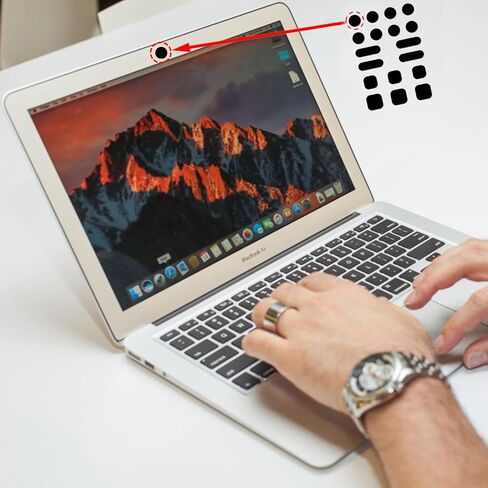 Camera Vinyl Covers | Low-Tack Restickable Webcam Cover Sticker,Privacy Protection Accessory, No Residue Application, Safe Screen Closure - Dots,Squares and Bars, 18 Pieces - Black in Saudi Arabia