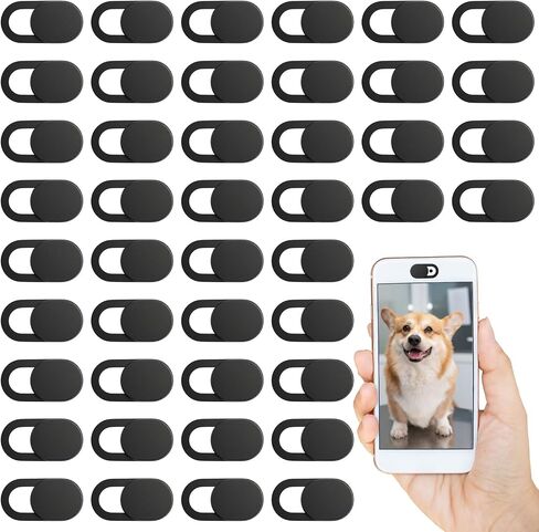 50 PCS Webcam Cover Slide Black Phone Camera Covers, 0.023 Inch Ultra-Thin Universal Laptop Camera Cover Slide Webcam Protects Your Privacy & Security for Laptop, Desktop, Smartphone, Cell Phone in Saudi Arabia